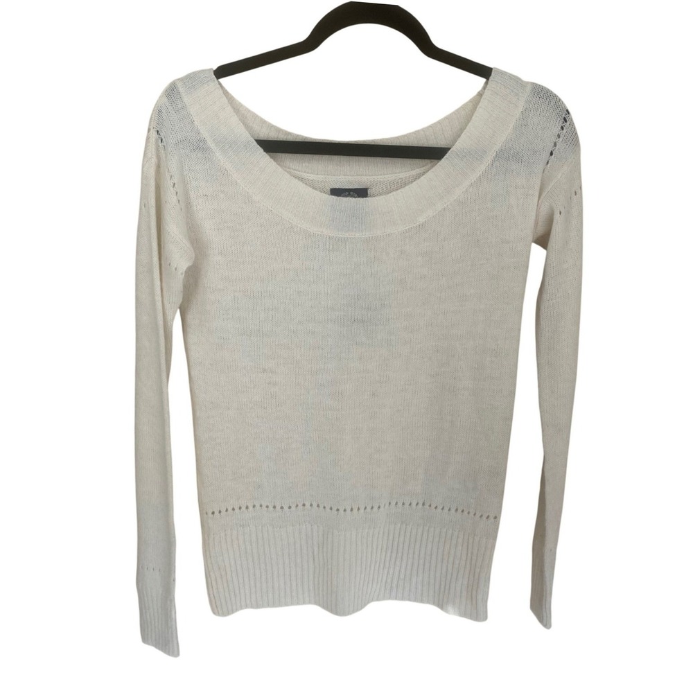 American Eagle Outfitter Cream Off Shoulder Long Sleeve Knit Sweater XS Prep Y2K